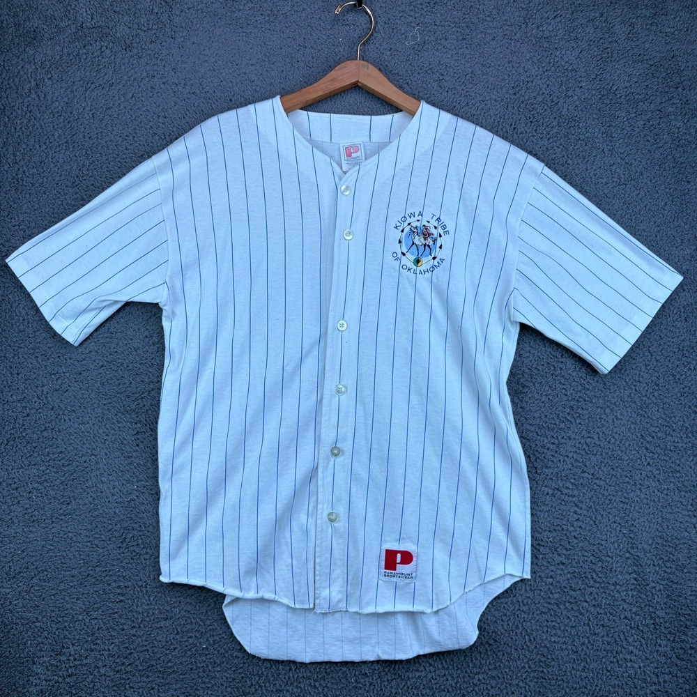 Vintage Paramount Sportswear Kiowa Tribe of Oklahoma Baseball Jersey White L